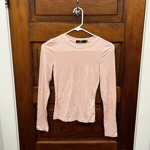 NWT Trendy Queen Long Sleeve Top Pink Soft Stretch Lightweight Basic Tee XS